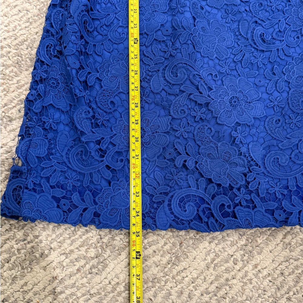 J Crew Size 6 Blue Lace Dress Sheath Sleeveless Wedding Guest Elegant - Picture 11 of 12